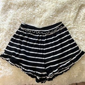 Medium Lucy love black and white striped ruffle shorts